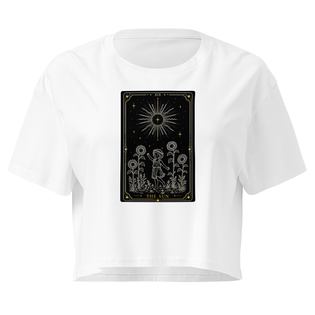 The Sun Tarot Crop Top - White