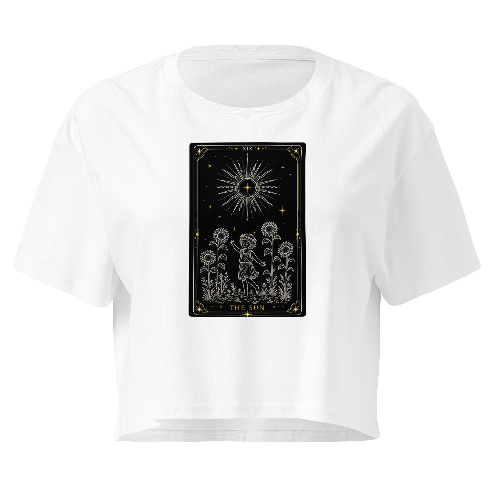 The Sun Tarot Crop Top - White