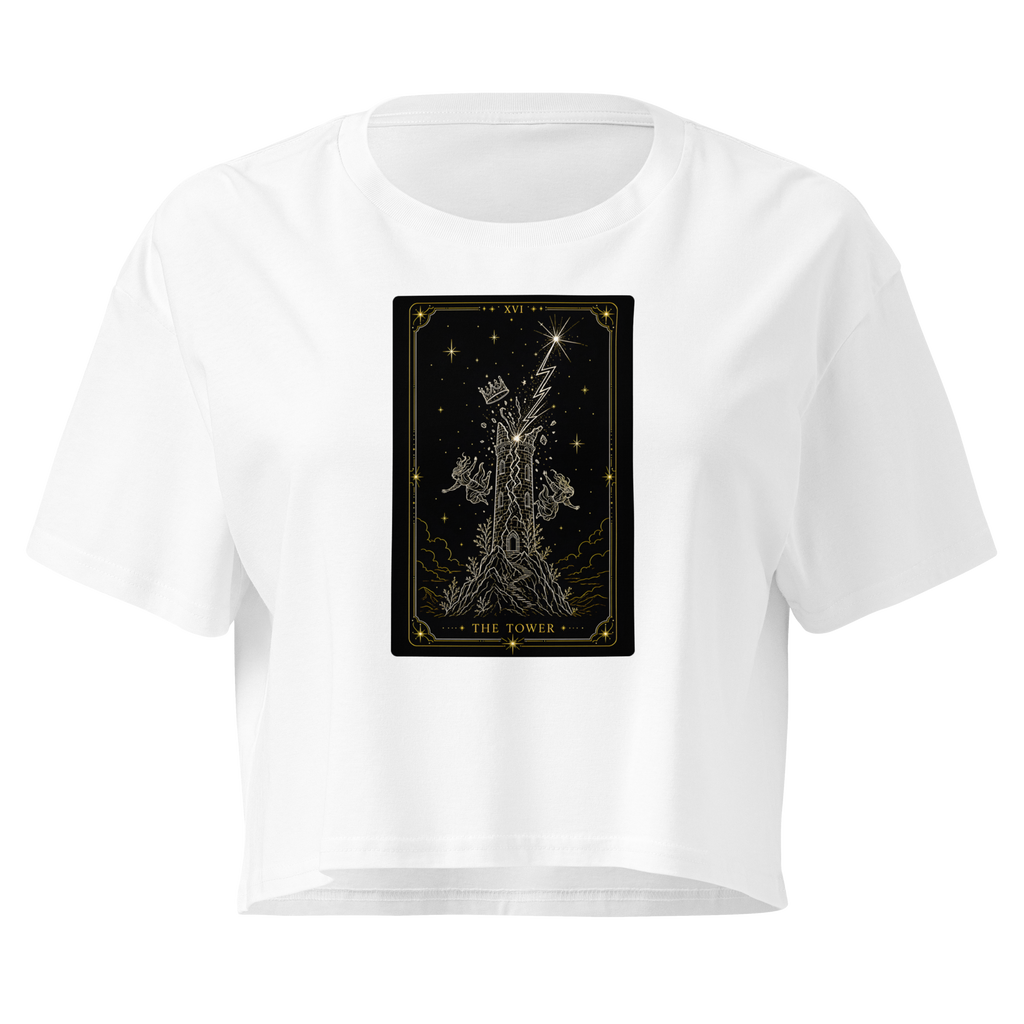 The Tower Tarot Crop Top - White