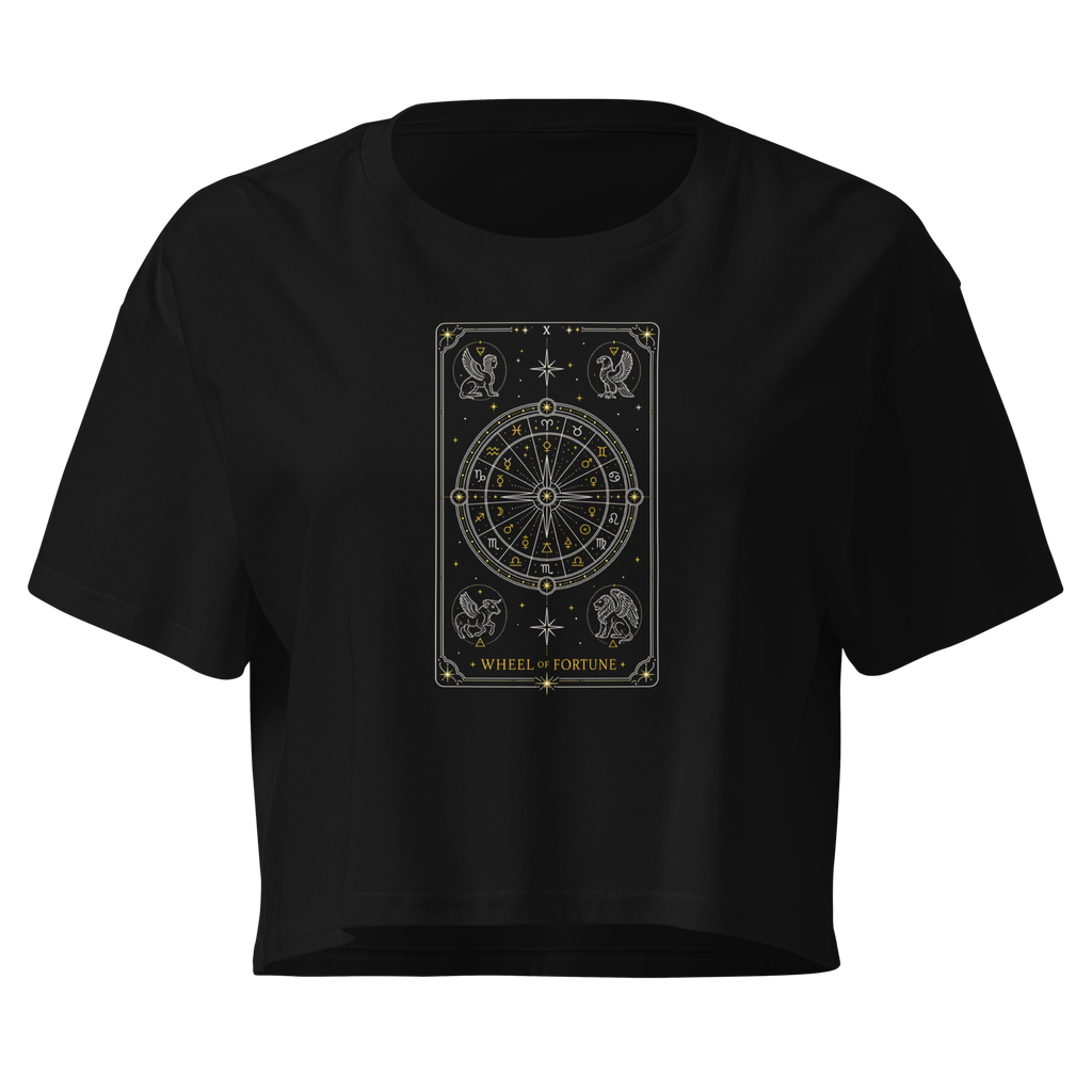 Wheel of Fortune Tarot Crop Top - Black