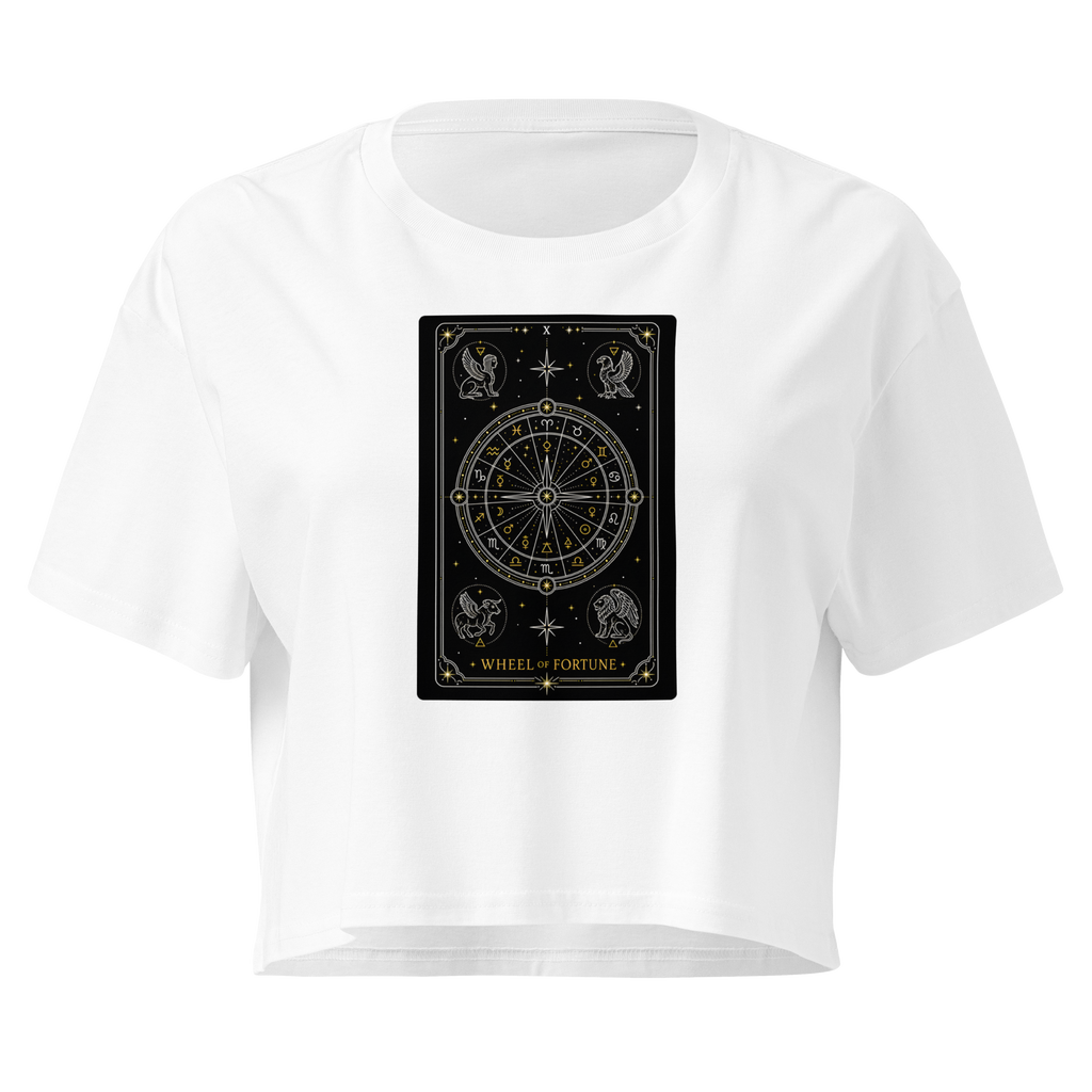 Wheel of Fortune Tarot Crop Top - White