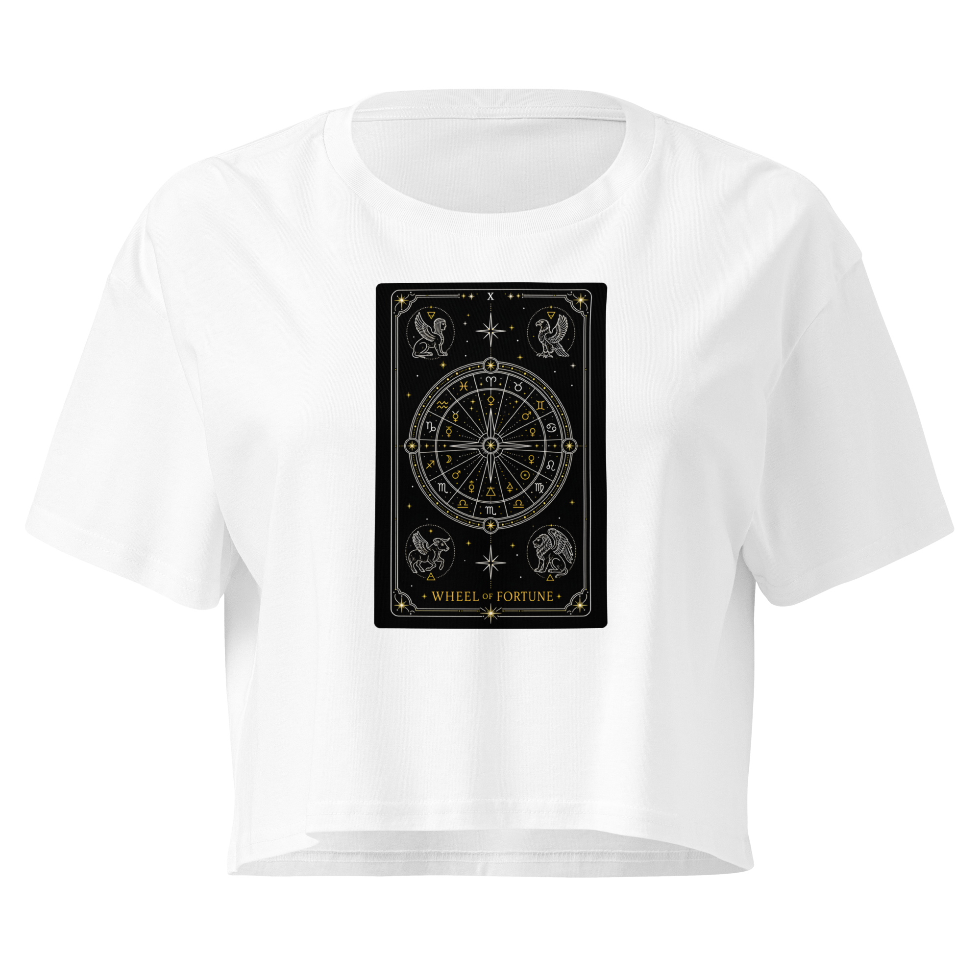 Wheel of Fortune Tarot Crop Top - White