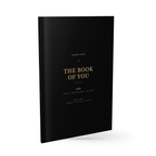 The Book of You as a 6x9 casewrap hardcover, gold on black, printed from a sample chart