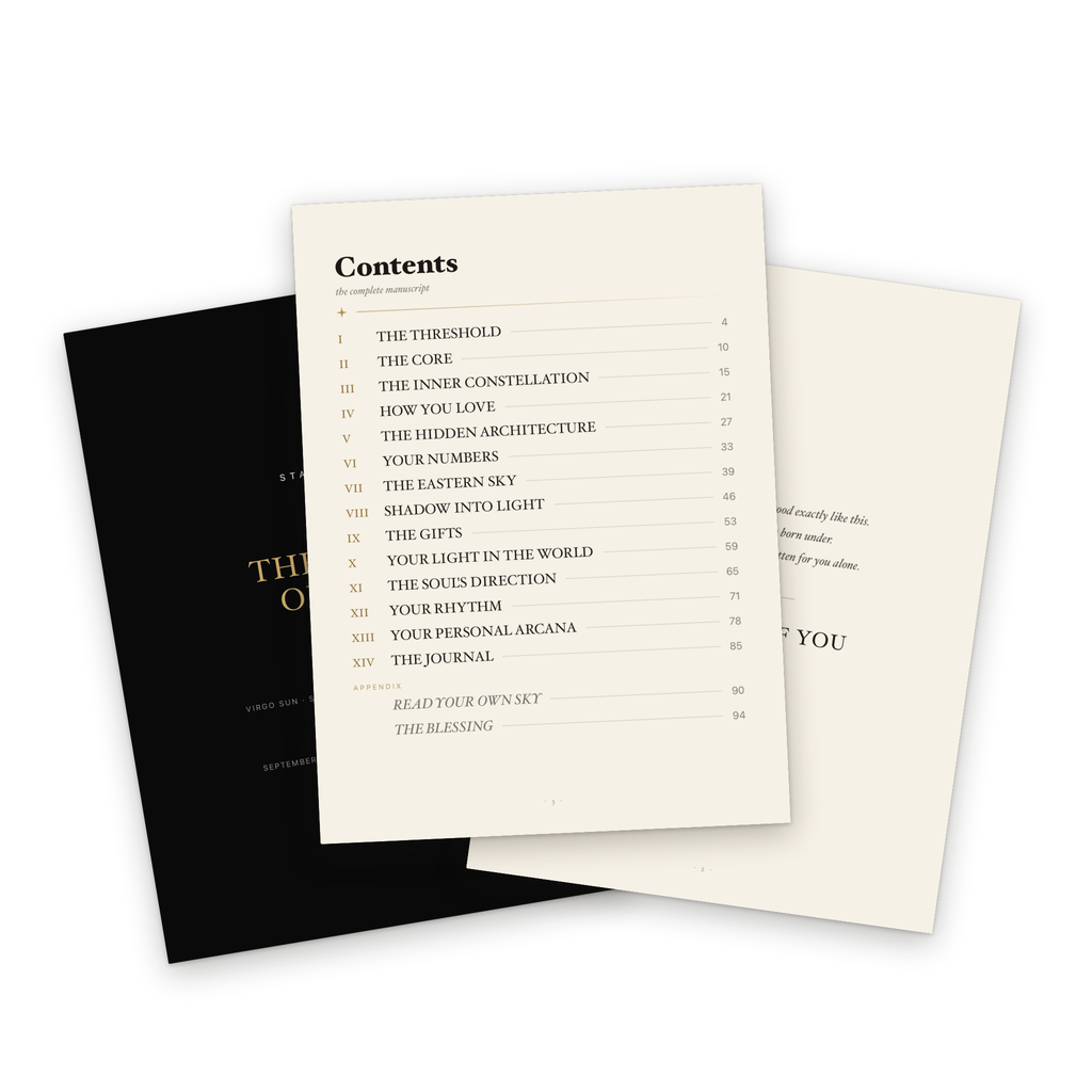 The Book of You, real interior pages including the full contents of the manuscript, from a sample chart
