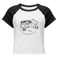 Midnight Exposure Raglan Baby Tee - White/Black front