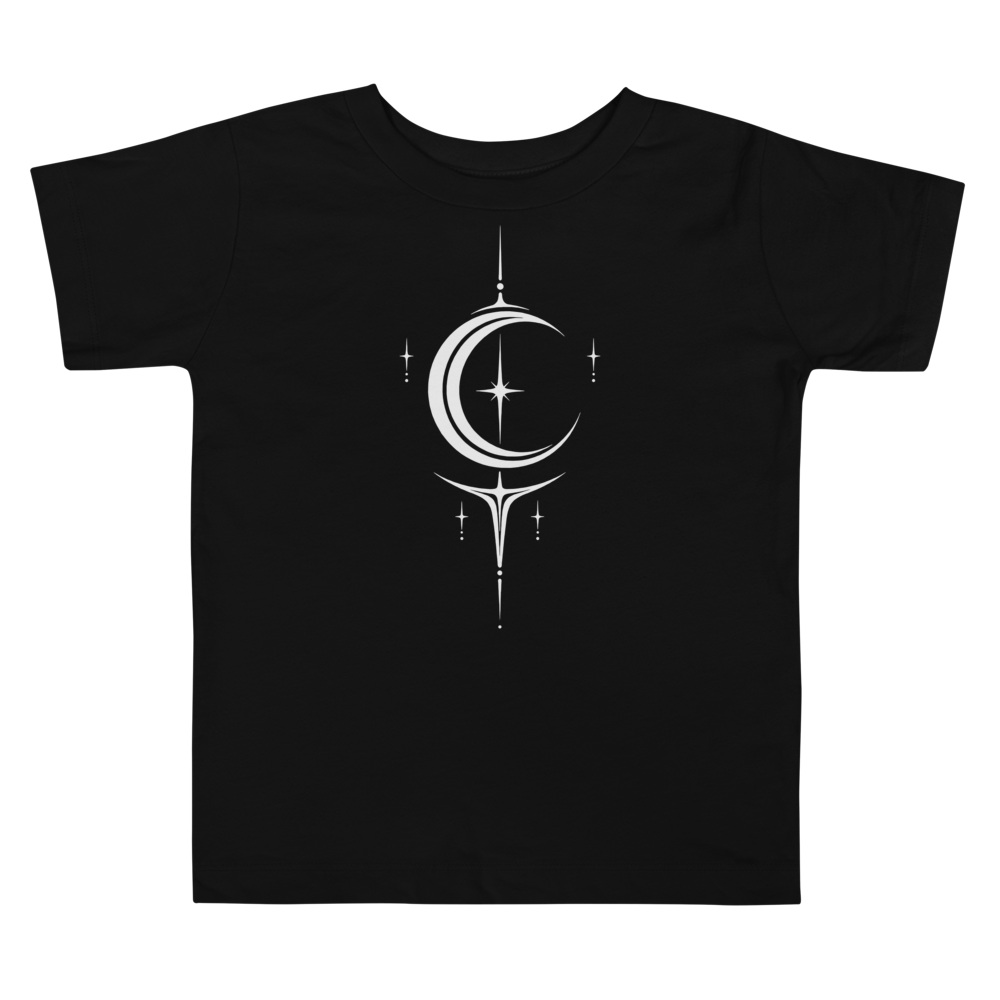 Moon and Star Sigil Toddler Tee - Moon Sigil Black flat front