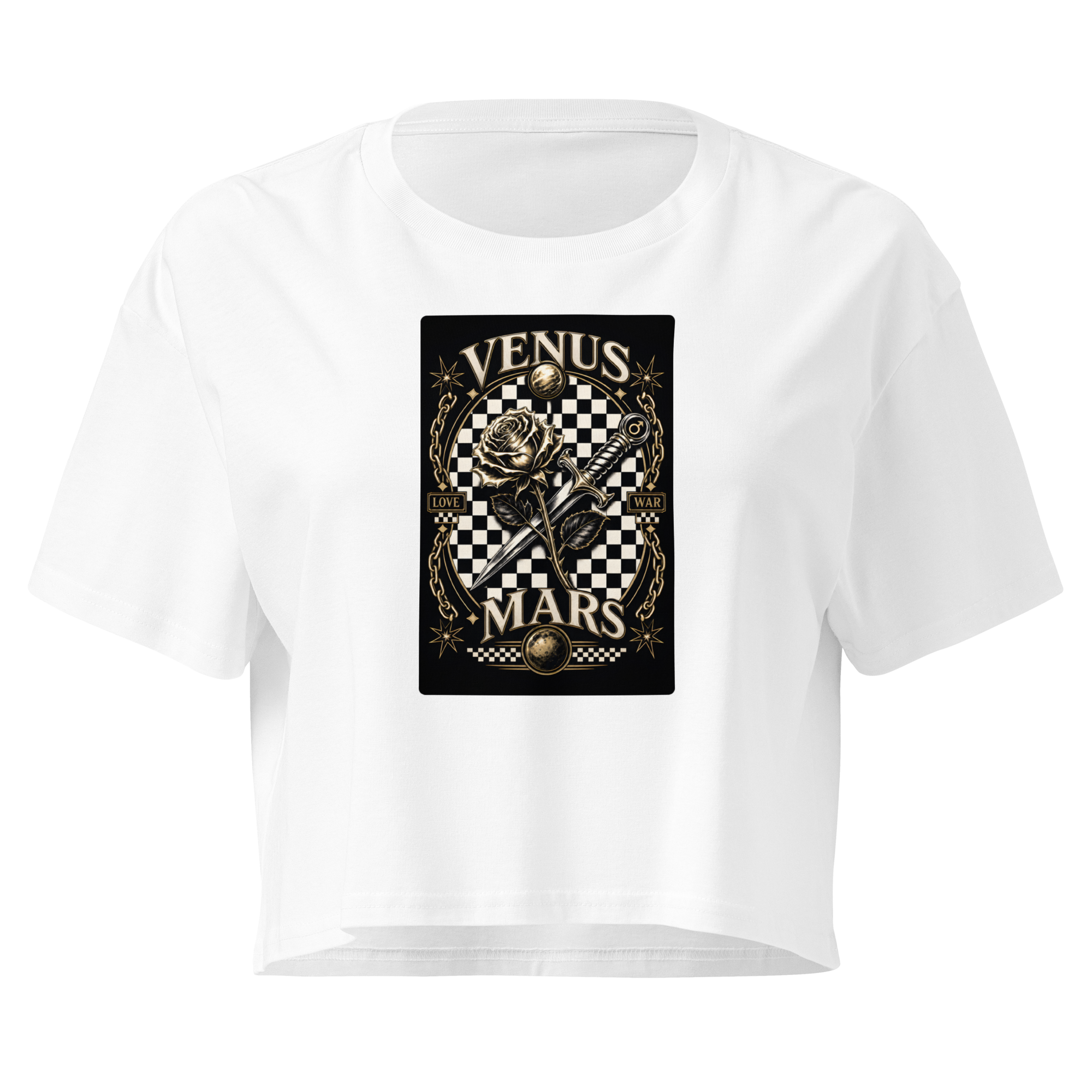 Checkerboard Crop Top - White