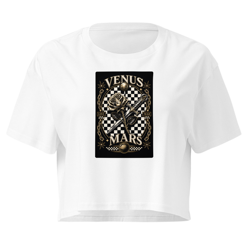 Checkerboard Crop Top - White