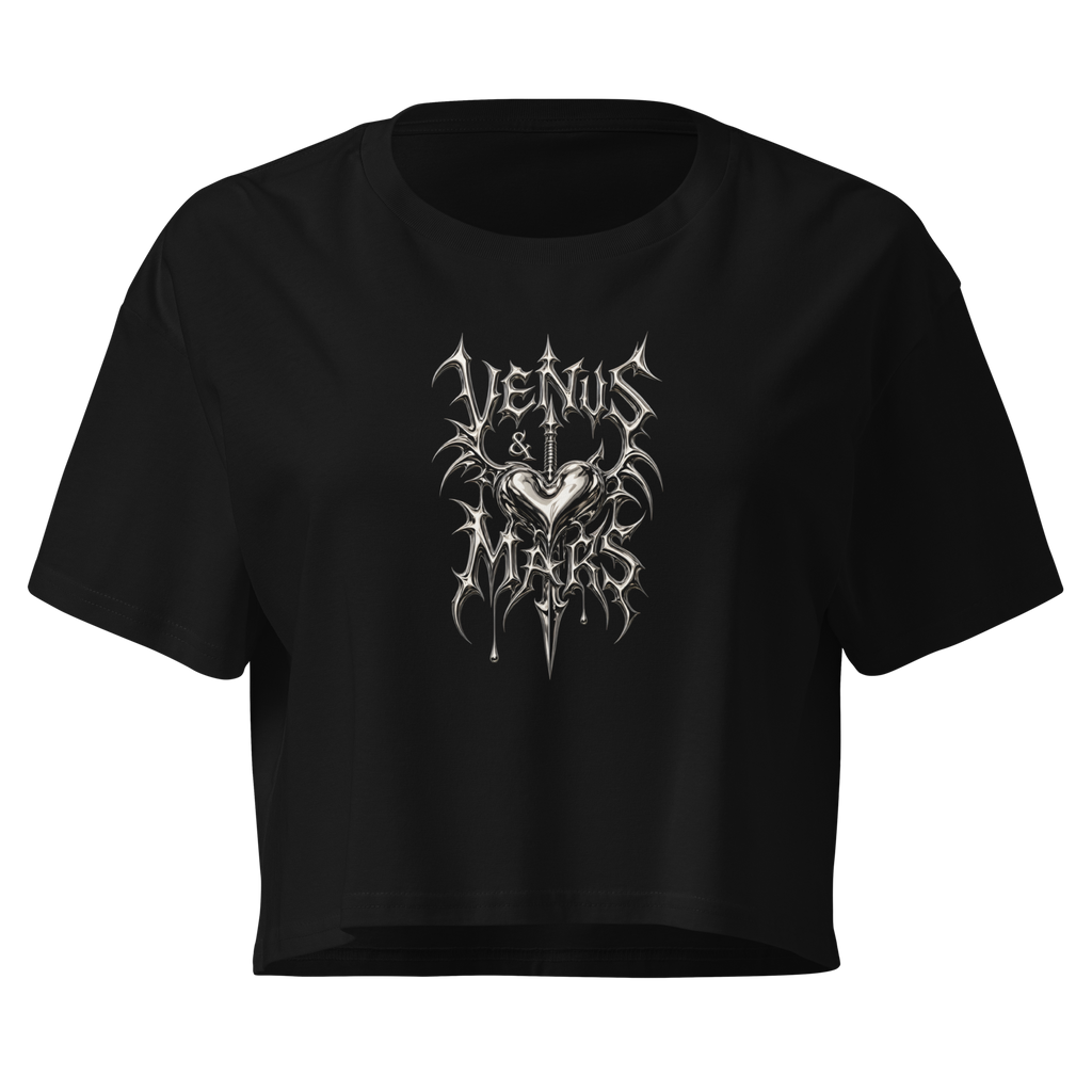 Metallic Gothic Crop Top - Black