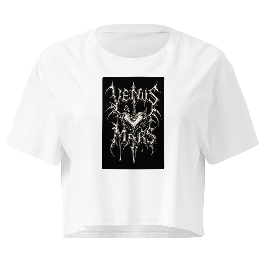 Metallic Gothic Crop Top - White
