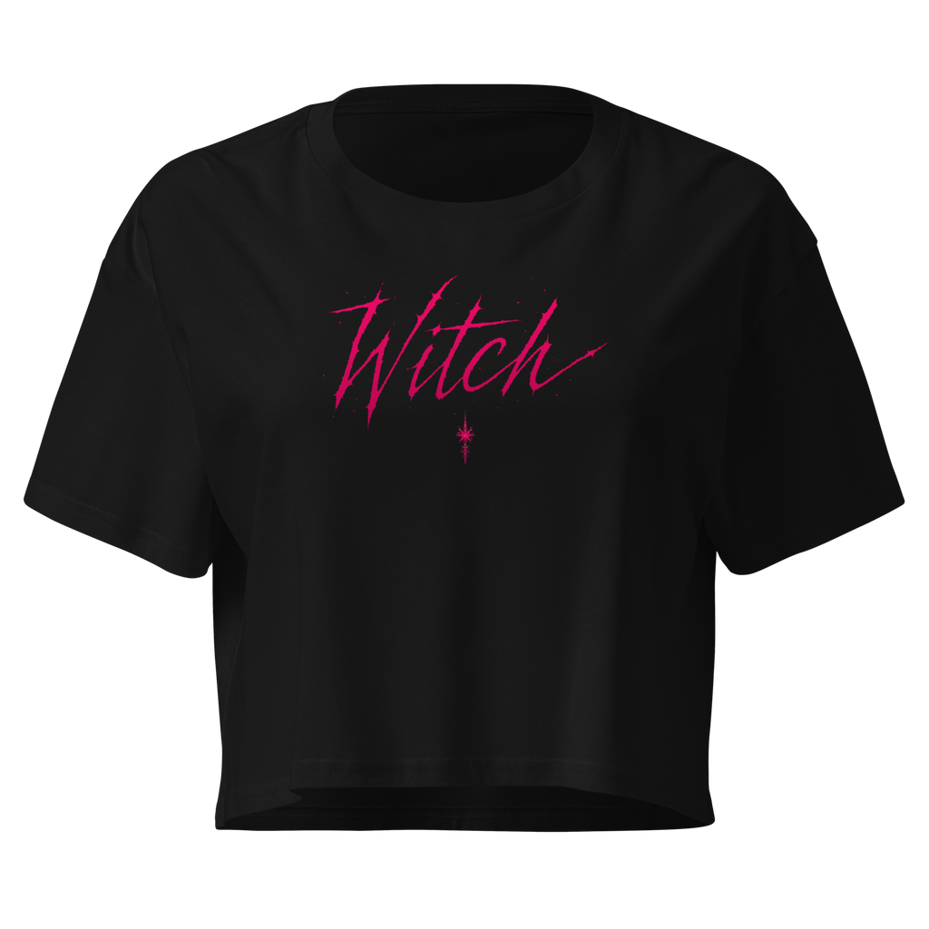 Witch Gothic Script Baby Tee - Black front