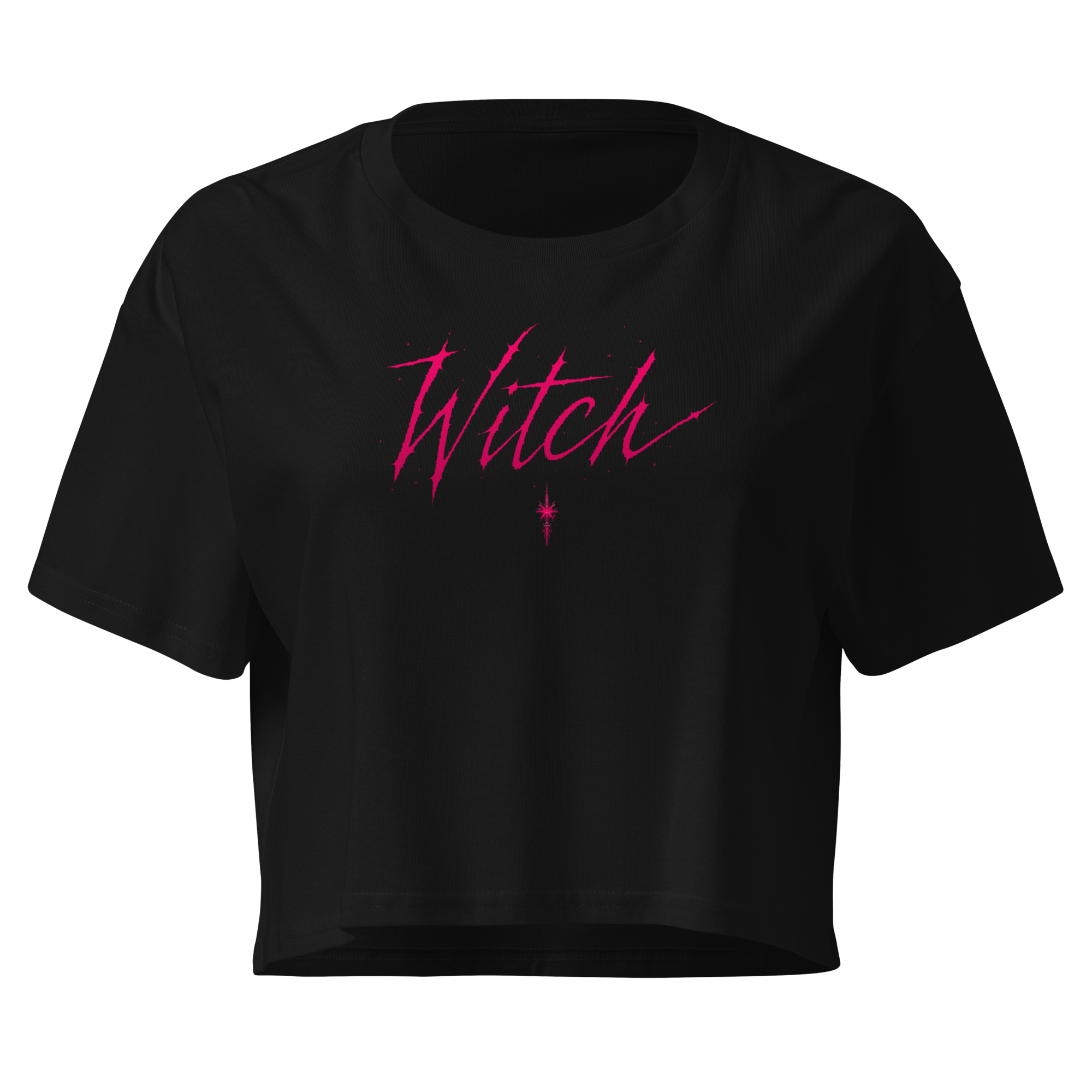 Witch Gothic Script Baby Tee - Black front