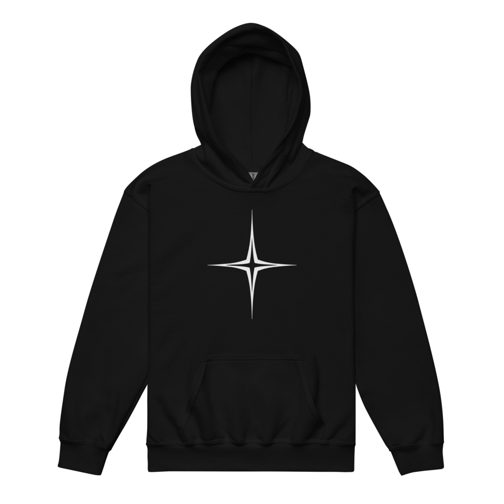 Moon and Star Sigil Youth Hoodie - Star Sigil Black flat front