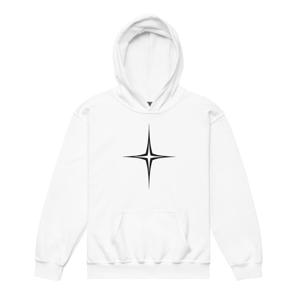 Moon and Star Sigil Youth Hoodie - Star Sigil White flat front