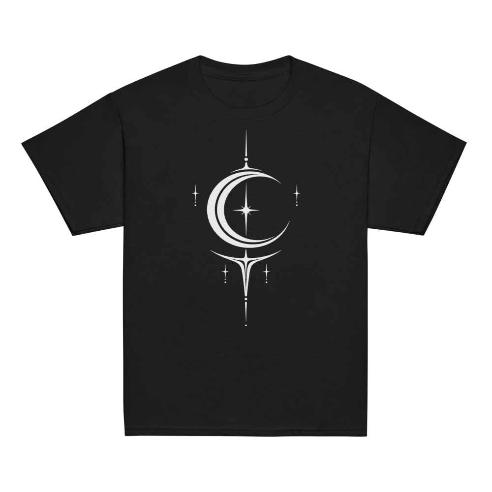 Moon, Star, and Sun Sigil Youth Tee - Moon Sigil Black flat front