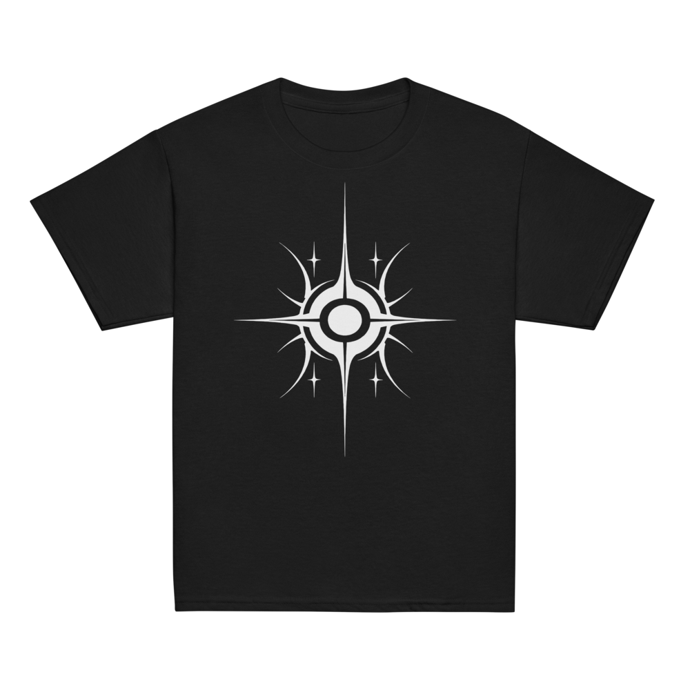 Moon, Star, and Sun Sigil Youth Tee - Sun Sigil Black flat front