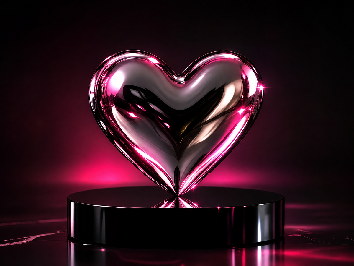 Smooth chrome relationship heart