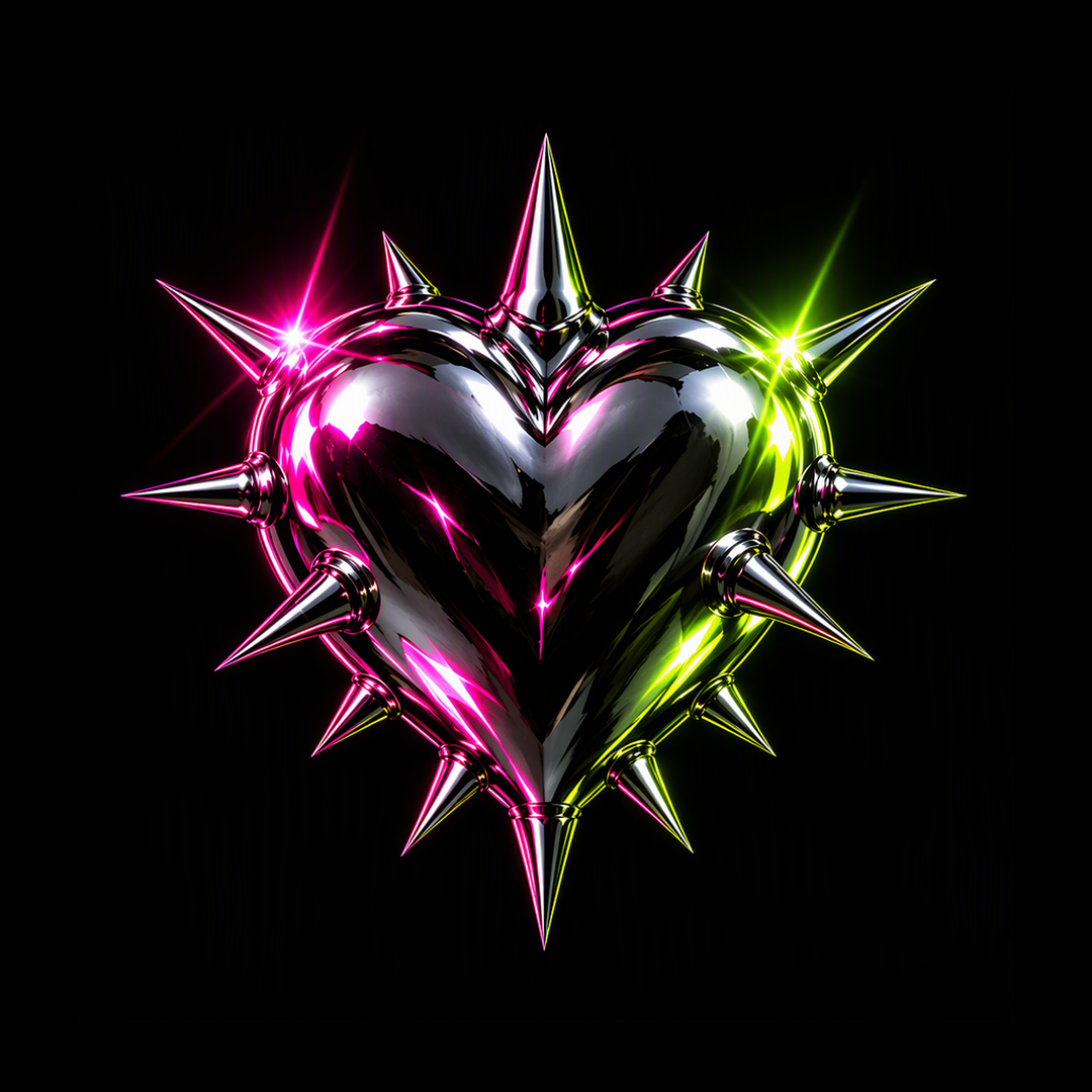 Bad Omen Baby silver spiked-heart logo